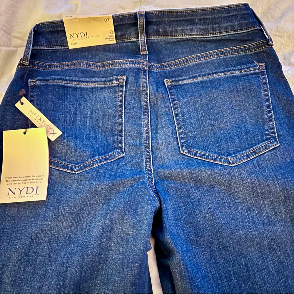BNWT NYDJ Women's Sheri Slim Tall Jeans in Cooper with 36” inseam, size 0 (25) - Picture 7 of 11